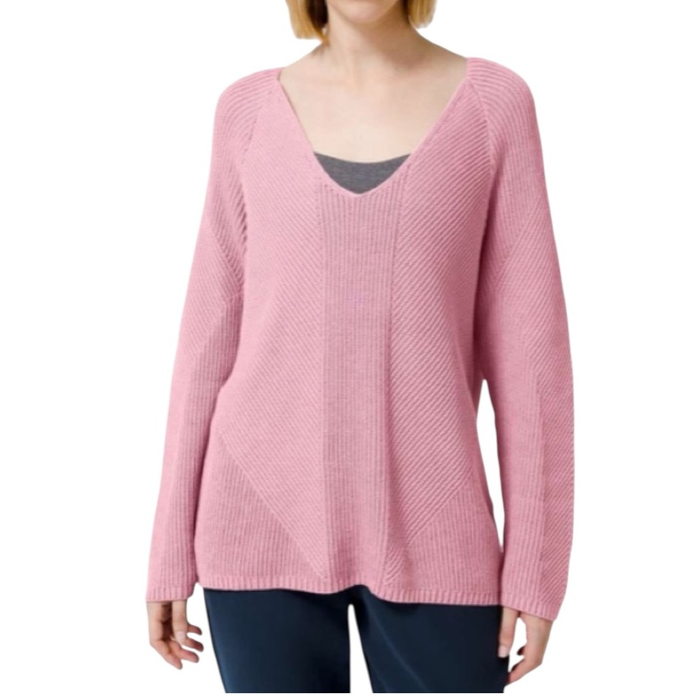 LULULEMON "What The Heart Wants" Pink Knit V-Neck Sweater Long Sleeve Size M